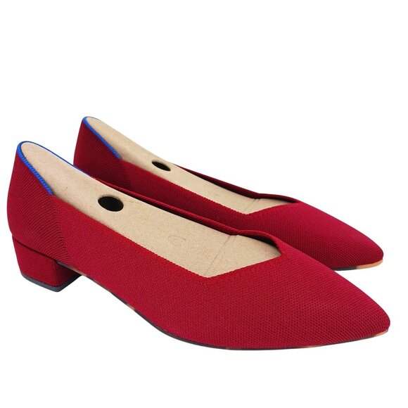 Rothys The High Point Comfort Heel Autumn Red US 13 Machine Washable Sustainable - Picture 1 of 15